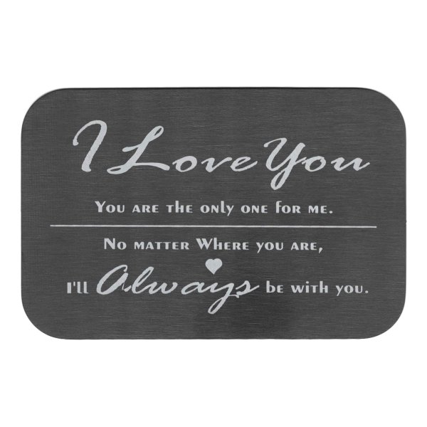 Stainless Steel I Love You Always Engraved Metal Wallet Mini Love Insert Note Card