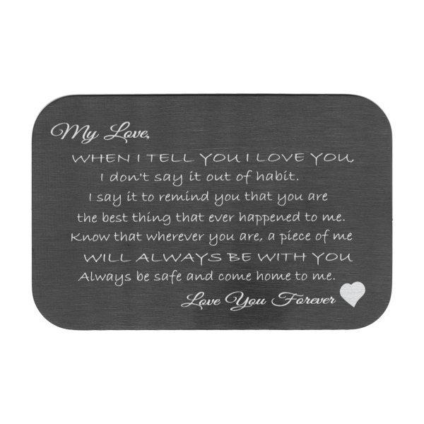Stainless Steel Love You Forever Personalized Photo Engraved Metal Wallet Mini Love Insert Note Card