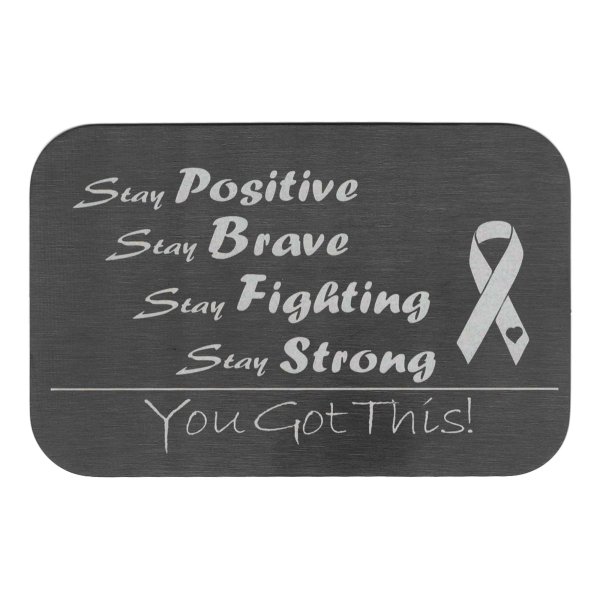 Stainless Steel Stay Positive Breast Cancer Awareness Engraved Metal Wallet Mini Love Insert Note Card