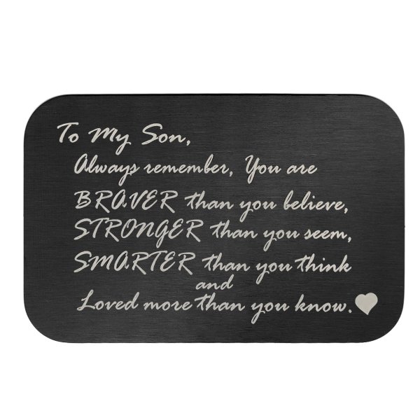 Stainless Steel Braver Stronger Smarter Son Personalized Photo Engraved Metal Wallet Mini Love Insert Note Card