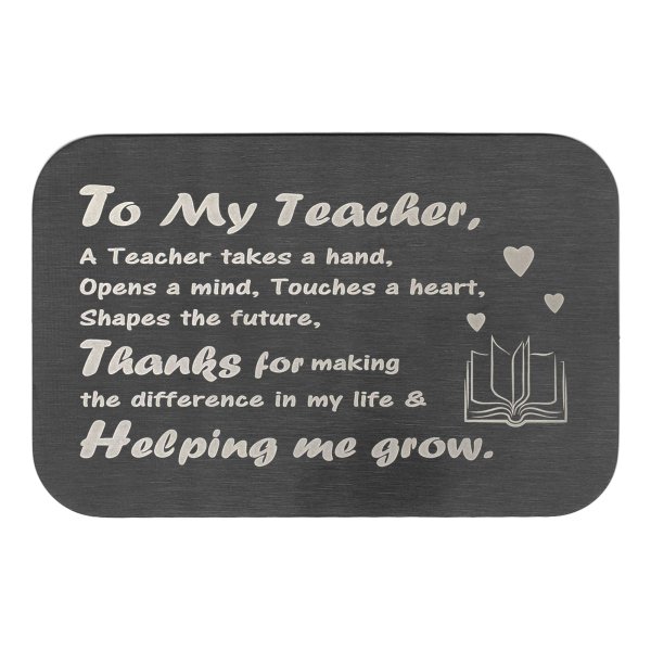 Stainless Steel Best Teacher Personalized Photo Engraved Metal Wallet Mini Love Insert Note Card
