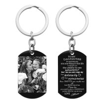 To My Daughter From Mom Photo Engraving Custom Dog Tag Key Chain - Handmade …