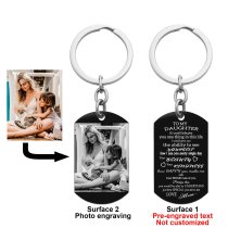 To My Daughter From Mom Photo Engraving Custom Dog Tag Key Chain - Handmade …