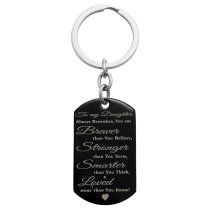 Braver Stronger Smarter Daughter Personalized Text Dog Tag Key Chain