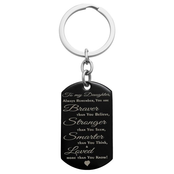 Braver Stronger Smarter Daughter Personalized Text Dog Tag Key Chain