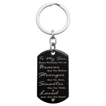 Braver Stronger Smarter Son Personalized Photo Text Dog Tag Key Chain