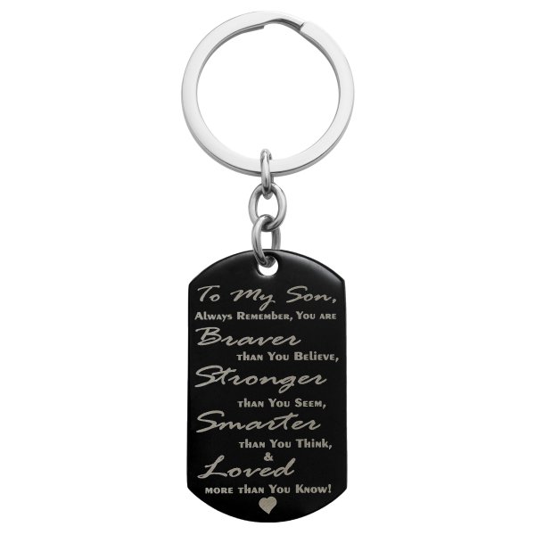 Braver Stronger Smarter Son Personalized Photo Text Dog Tag Key Chain