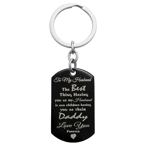 Best Husband Greatest Dad Personalized Photo Text Dog Tag Key Chain