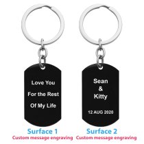 Two Sides Personalized Text Laser Engraving Stainless Steel Custom Dog Tag Key Chain - Handmade