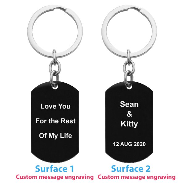 Two Sides Personalized Text Laser Engraving Stainless Steel Custom Dog Tag Key Chain - Handmade