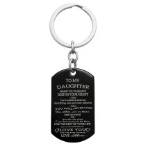 To My Daughter Want You to Believe Love Mom Personalized Photo Text Dog Tag Keychain