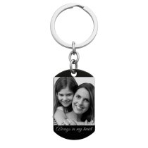 To My Daughter Want You to Believe Love Mom Personalized Photo Text Dog Tag Keychain