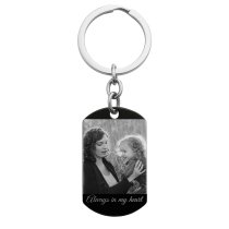 To My Daughter Want You to Believe Love Mom Personalized Photo Text Dog Tag Keychain