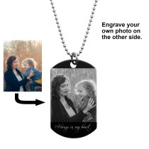 To My Daughter Fr Mom Love Note Personalized Photo Text Engraved Stainless Steel Dog Tag Military Pendant, 24'' Necklace