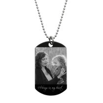 To My Daughter Fr Mom Love Note Personalized Photo Text Engraved Stainless Steel Dog Tag Military Pendant, 24'' Necklace