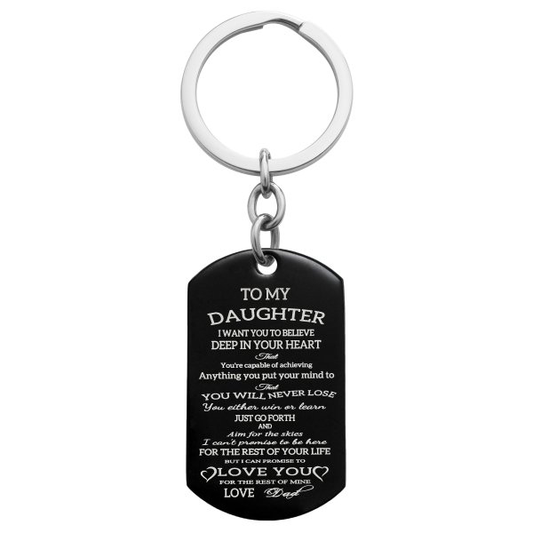 To My Daughter Want You to Believe Love Dad Personalized Photo Text Dog Tag Keychain