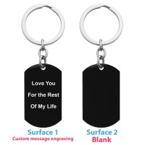 One Side Personalized Text Laser Engraving Stainless Steel Custom Dog Tag Key Chain - Handmade