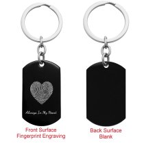 Stainless Steel Personalized Fingerprint + Text Engraving Custom Dog Tag Key Chain