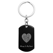 Stainless Steel Personalized Fingerprint + Photo Engraving Custom Dog Tag Key Chain