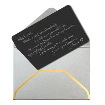 Anodized Aluminum Black Words Cannot Express Love You Forever Personalized Text Custom Engrave Metal Wallet Mini Love Insert Gift Note Card