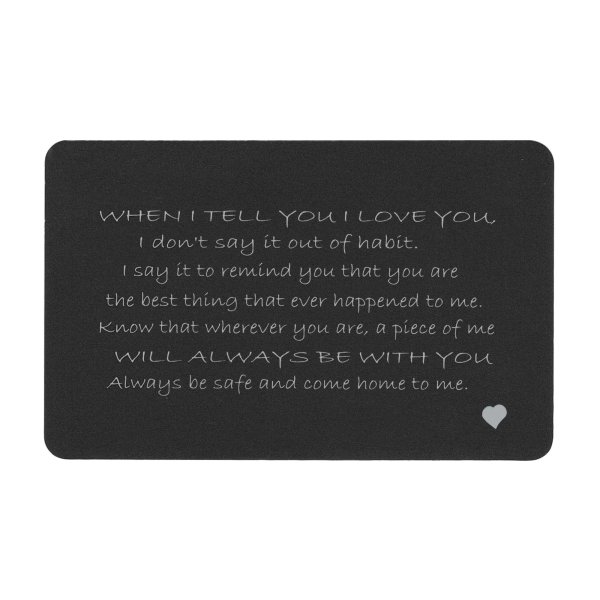 Aluminum Black When I Tell U I Love U Personalized Text Engrave Metal Wallet Mini Love Insert Gift Note Card