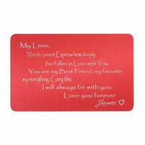 Anodized Aluminum Red Words Cannot Express Love You Forever Personalized Text Custom Engrave Metal Wallet Mini Love Insert Gift Note Card