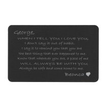Anodized Aluminum Black When I Tell U I Love U Personalized Text Custom Engrave Metal Wallet Mini Love Insert Gift Note Card