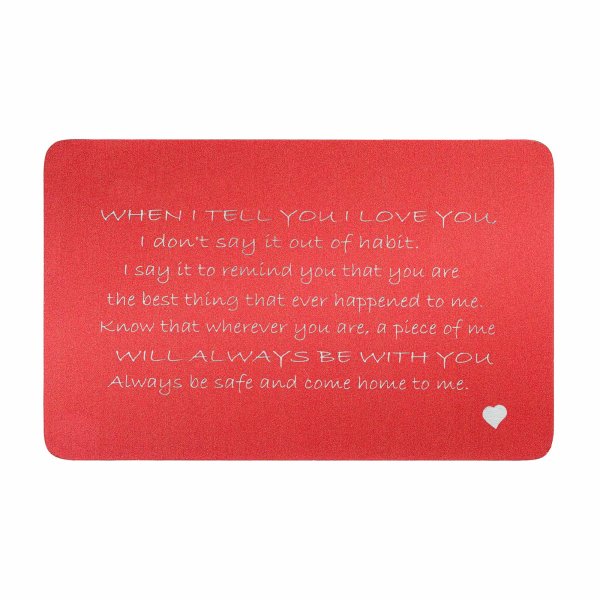 Aluminum Red When I Tell U I Love U Personalized Text Engrave Metal Wallet Mini Love Insert Gift Note Card