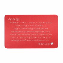 Anodized Aluminum Red When I Tell U I Love U Personalized Text Custom Engrave Metal Wallet Mini Love Insert Gift Note Card