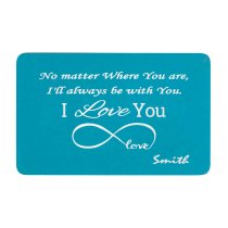 Anodized Aluminum Infinity Love Personalized Text Custom Engrave Metal Wallet Mini Love Insert Gift Note Card