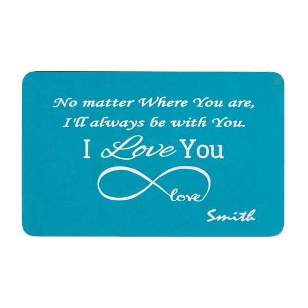 Anodized Aluminum Infinity Love Personalized Text Custom Engrave Metal Wallet Mini Love Insert Gift Note Card