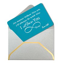 Anodized Aluminum Infinity Love Personalized Text Custom Engrave Metal Wallet Mini Love Insert Gift Note Card