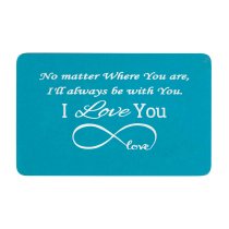 Aluminum Blue Infinity Love Personalized Text Engrave Metal Wallet Mini Love Insert Gift Note Card