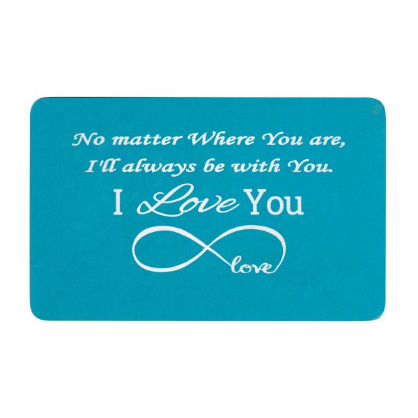 Aluminum Blue Infinity Love Personalized Text Engrave Metal Wallet Mini Love Insert Gift Note Card