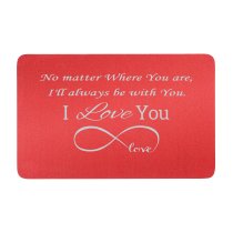 Aluminum Red Infinity Love Personalized Text Engrave Metal Wallet Mini Love Insert Gift Note Card