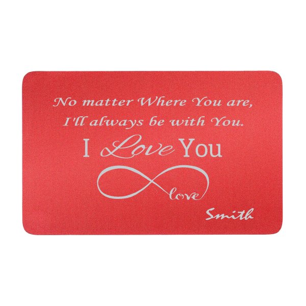 Anodized Aluminum Infinity Love Personalized Text Custom Engrave Metal Wallet Mini Love Insert Gift Note Card