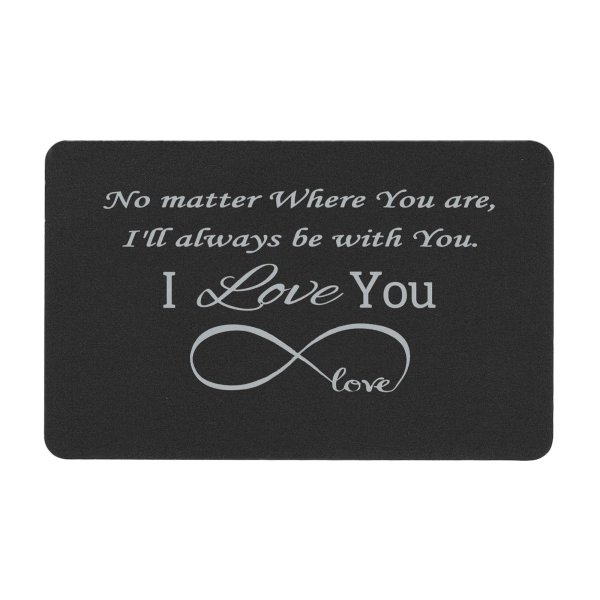 Aluminum Black Infinity Love Personalized Text Engrave Metal Wallet Mini Love Insert Gift Note Card