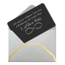 Aluminum Black Infinity Love Personalized Text Engrave Metal Wallet Mini Love Insert Gift Note Card