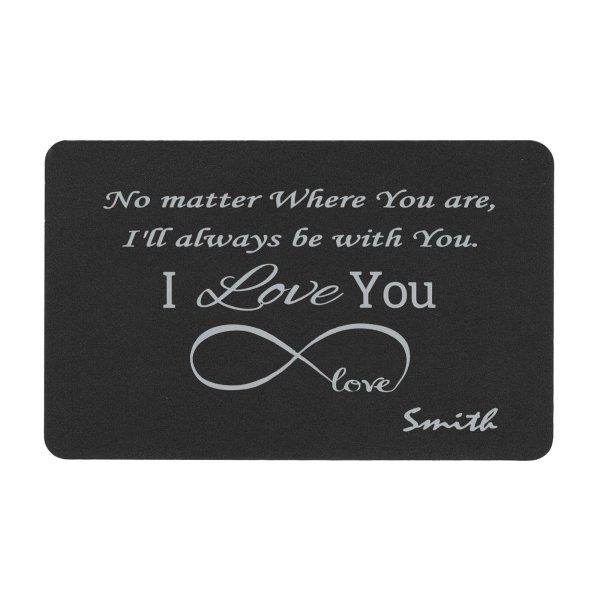 Anodized Aluminum Infinity Love Personalized Text Custom Engrave Metal Wallet Mini Love Insert Gift Note Card