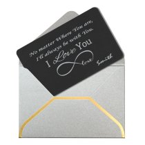 Anodized Aluminum Infinity Love Personalized Text Custom Engrave Metal Wallet Mini Love Insert Gift Note Card