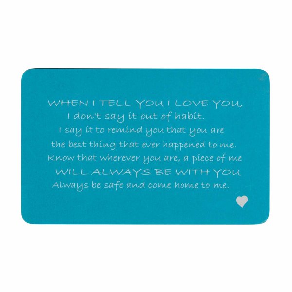 Aluminum Blue When I Tell U I Love U Personalized Text Engrave Metal Wallet Mini Love Insert Gift Note Card