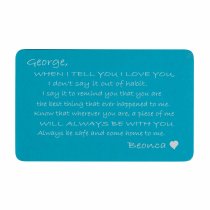 Anodized Aluminum Blue When I Tell U I Love U Personalized Text Custom Engrave Metal Wallet Mini Love Insert Gift Note Card