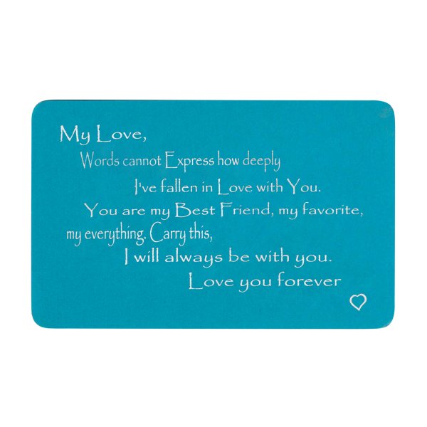 Anodized Aluminum Blue Words Cannot Express Love You Forever Personalized Text Engrave Metal Wallet Mini Love Insert Gift Note Card