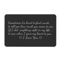 Anodized Aluminum Black My Heart to U Personalized Text Engrave Metal Wallet Mini Love Insert Gift Note Card