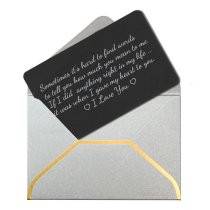 Anodized Aluminum Black My Heart to U Personalized Text Engrave Metal Wallet Mini Love Insert Gift Note Card