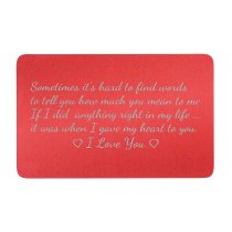 Anodized Aluminum Red My Heart to U Personalized Text Engrave Metal Wallet Mini Love Insert Gift Note Card