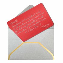 Anodized Aluminum Red My Heart to U Personalized Text Custom Engrave Metal Wallet Mini Love Insert Gift Note Card