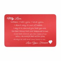 Love You Forever Engraved Metal Wallet Mini Insert Card - Red