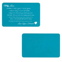 Love You Forever Engraved Metal Wallet Mini Insert Card - Blue