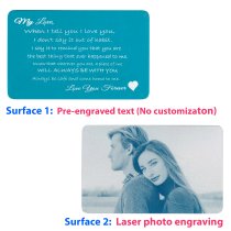 Blue Love You Forever Personalized Photo Engraved Metal Wallet Mini Insert Card
